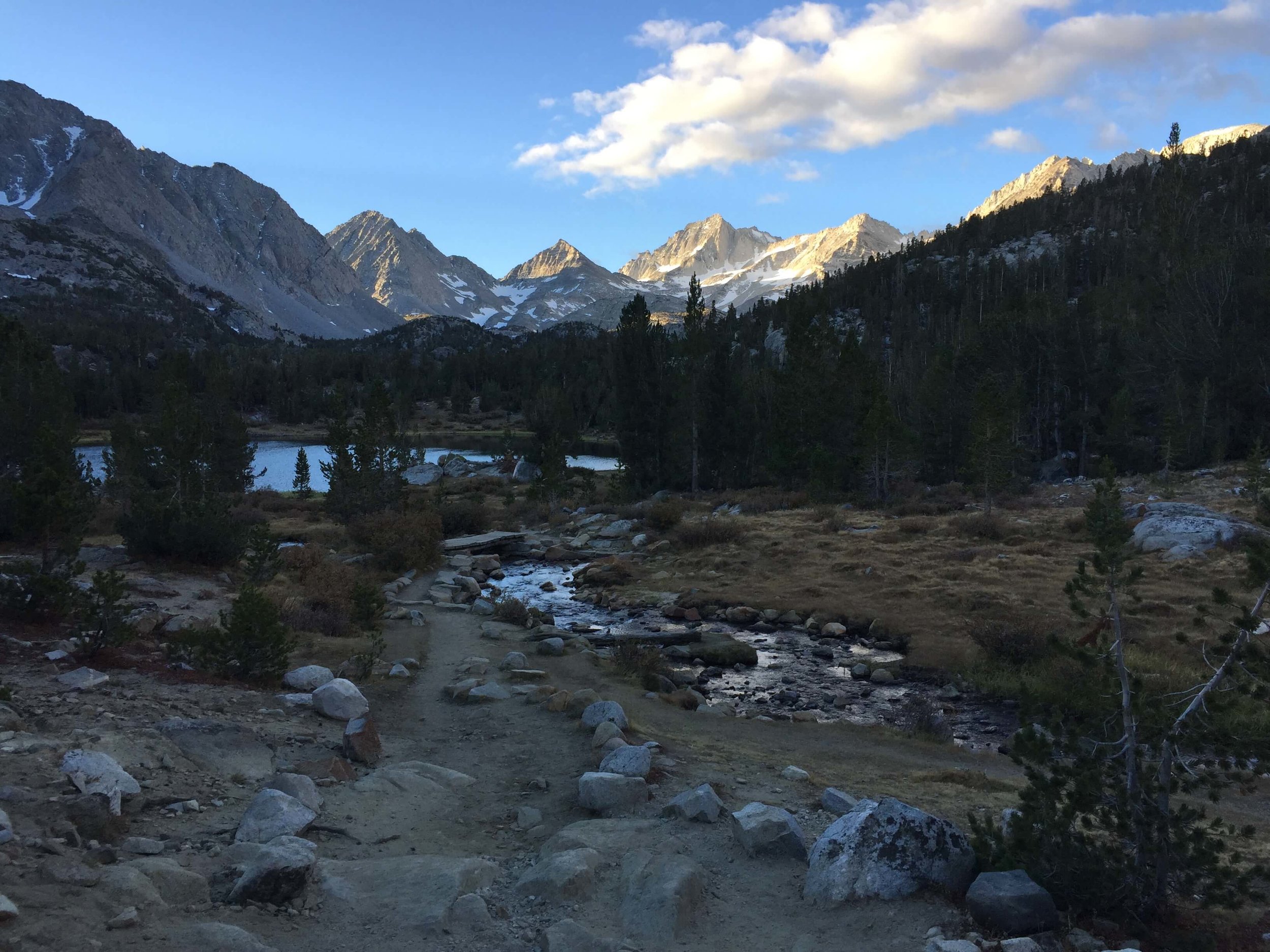 Trail by Heart Lake in the morning.