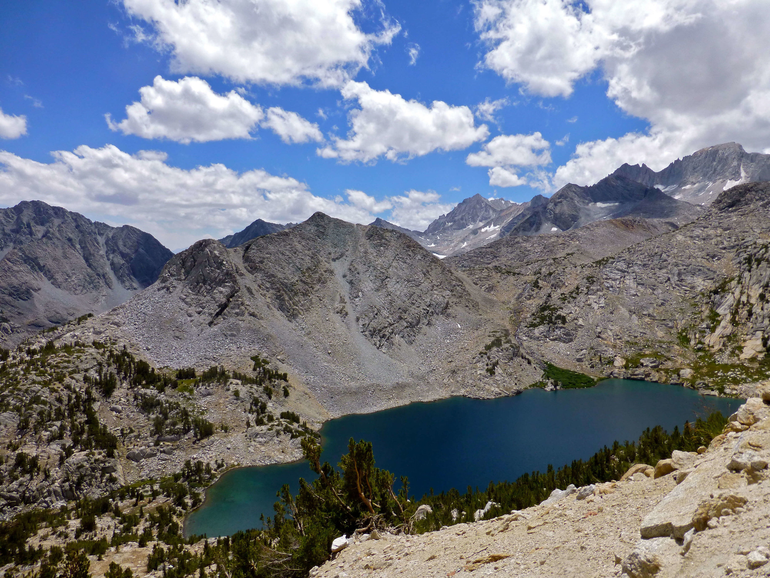 View from Mono Pass trial looking down on Ruby Lake. 