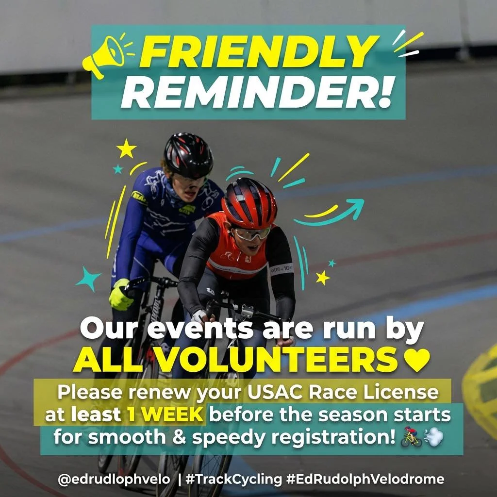 Our incredible all-volunteer crew puts in serious work to make every race night absolutely amazing &mdash; and here's one easy way to show them some love! 💛

👉 Renew your USAC race license at least 1 week before the season starts!

It keeps registr