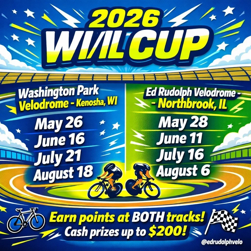 The 2026 WI/IL Cup is rolling, and it's a tale of two velodromes! Rack up points at the Ed Rudolph Velodrome in Northbrook, IL AND the Washington Park Velodrome up in Kenosha, WI. 

Here's the deal: ride BOTH tracks, race your heart out, and chase th