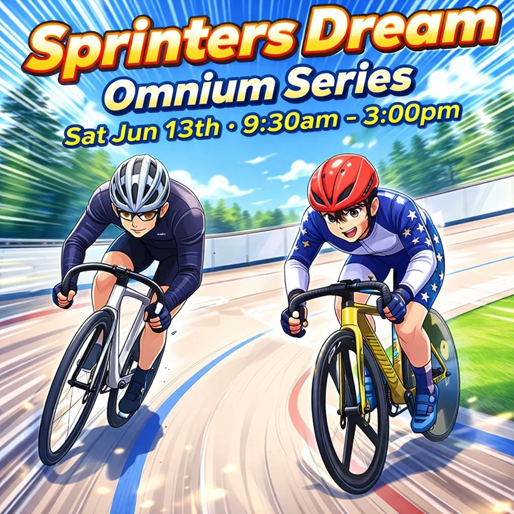 🏁 SPRINTERS DREAM OMNIUM 🏁

Set your alarms, speed demons &mdash; the banking is calling! 🔔

📅 Saturday, June 13th
⏰ 9:30 AM &ndash; 3:00 PM
📍 Ed Rudolph Velodrome, Northbrook, IL

A full day of flat-out, edge-of-your-saddle SPRINTING on the leg