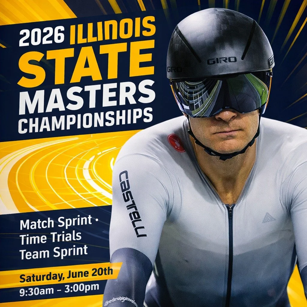 The 2026 Illinois State Masters Championships are rolling into the Ed Rudolph Velodrome! 🚴💨

🗓️ Saturday, June 20th
⏰ 9:30 AM &ndash; 3:00 PM
📍 Northbrook, IL 

It's the Masters Timed Event State Championships, and our riders are ready to chase t