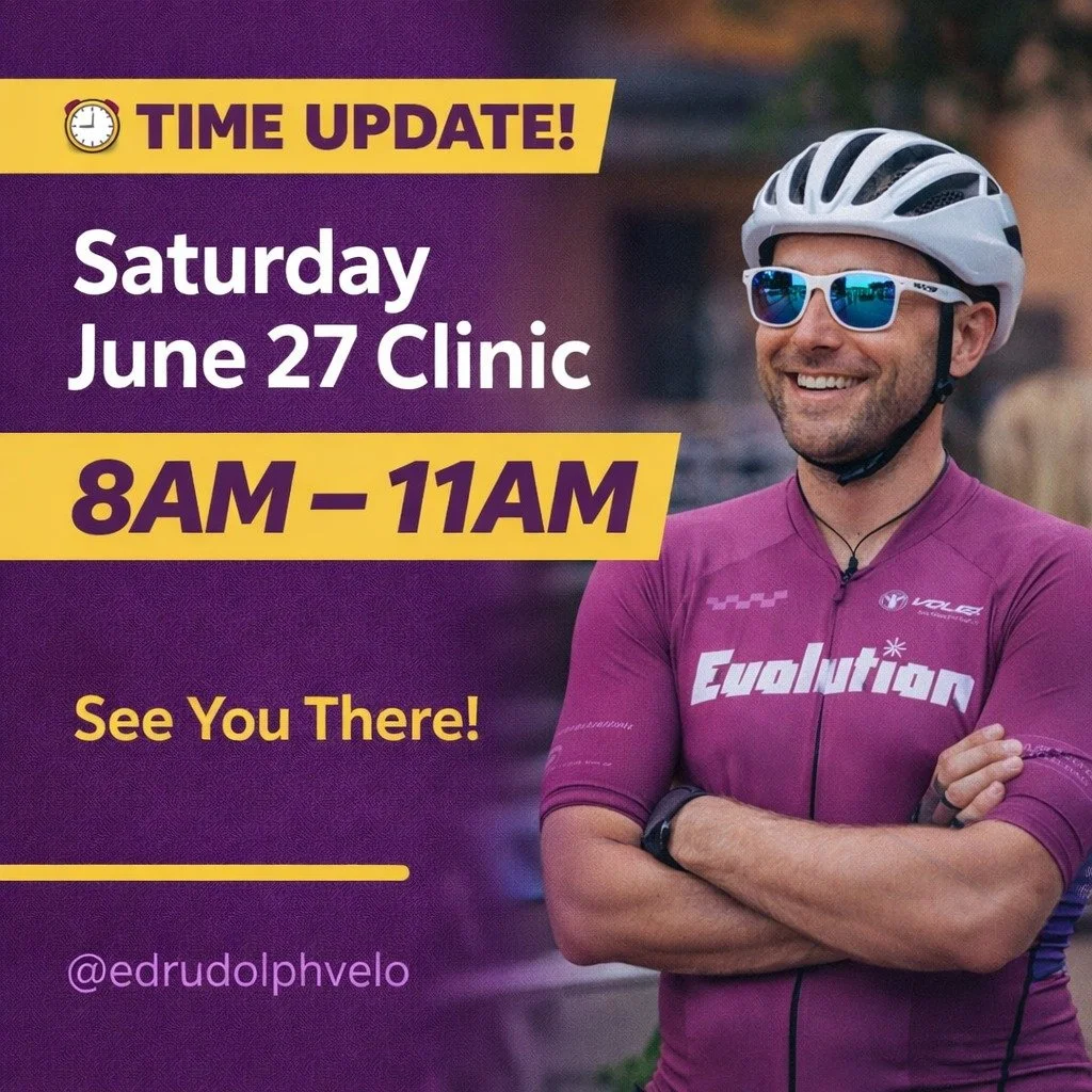 ⏰ TIME UPDATE! Our Saturday June 27th clinic just got an early start! Be ready to roll at 8AM &mdash; we'll wrap up at 11AM. We are SO pumped to see everyone out on the track. Don't be late! 🚲💨 

#EdRudolphVelodrome #TrackCycling #Northbrook #VeloL