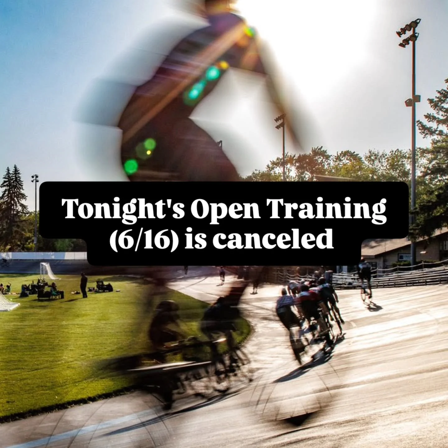 Tonight's Open Training is canceled but the track will be open to ride until dark (no lights).

Photo: @thebeardandbokeh