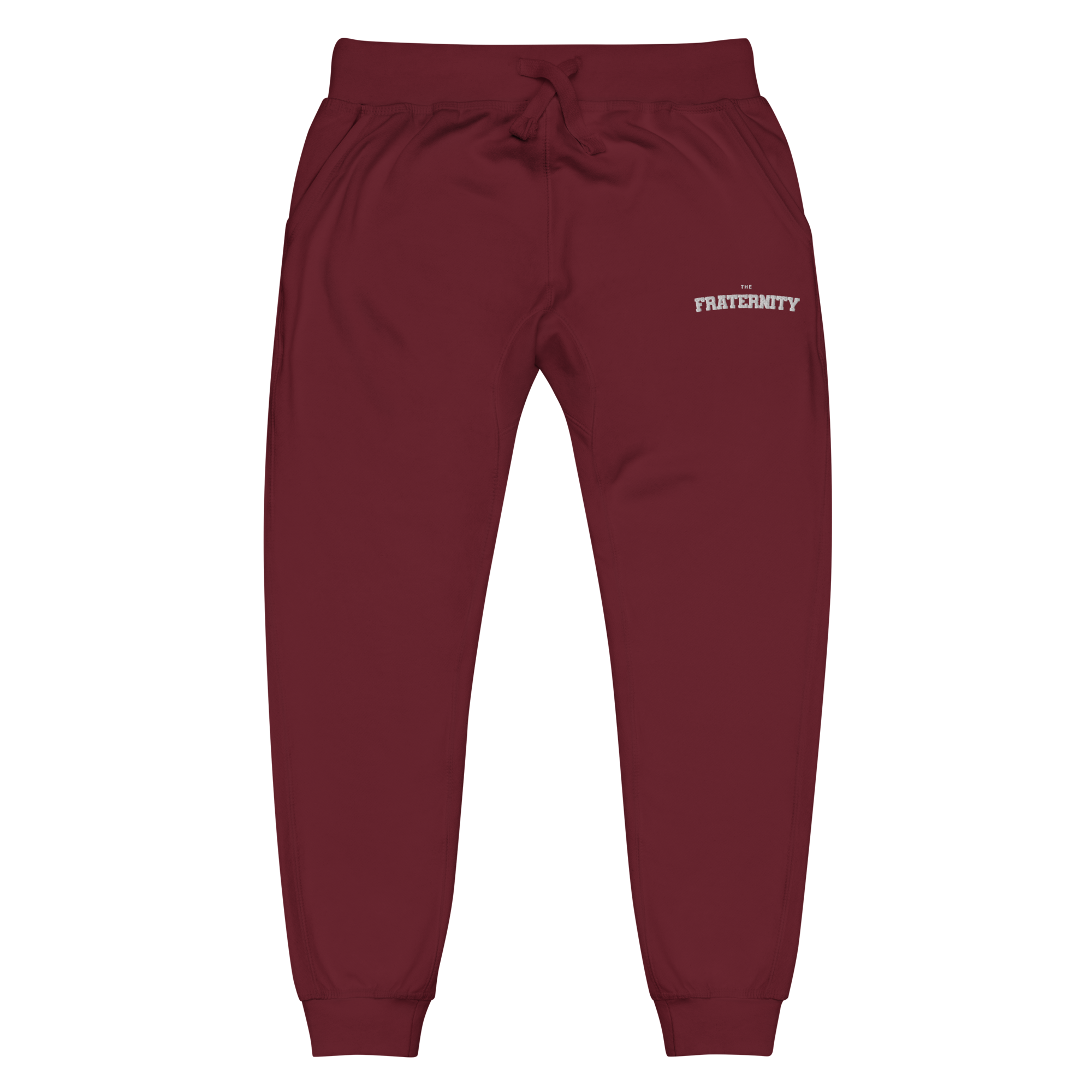 unisex-fleece-sweatpants-maroon-front-657a318bca801.png