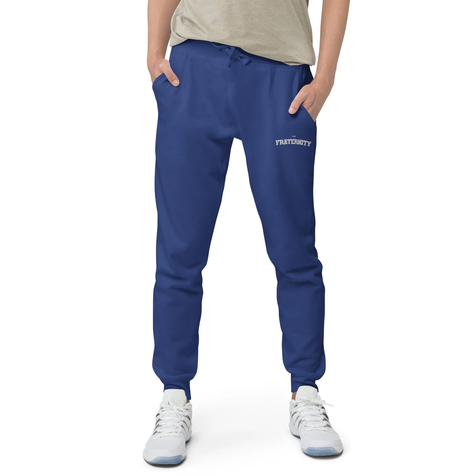 unisex-fleece-sweatpants-team-royal-front-657b0ef8b22ef.jpg