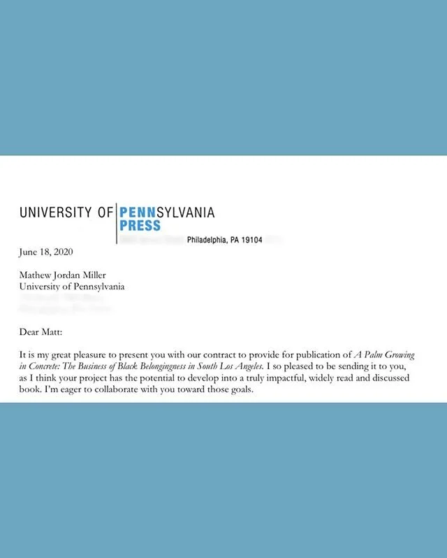 Our founder Dr. @matthewjordanmiller has secured the bag! The stories that inspire this photography project will be coming to a bookshelf near you. Fall 2021. #staytuned #PalmsInConcrete 🖤🌴🏁