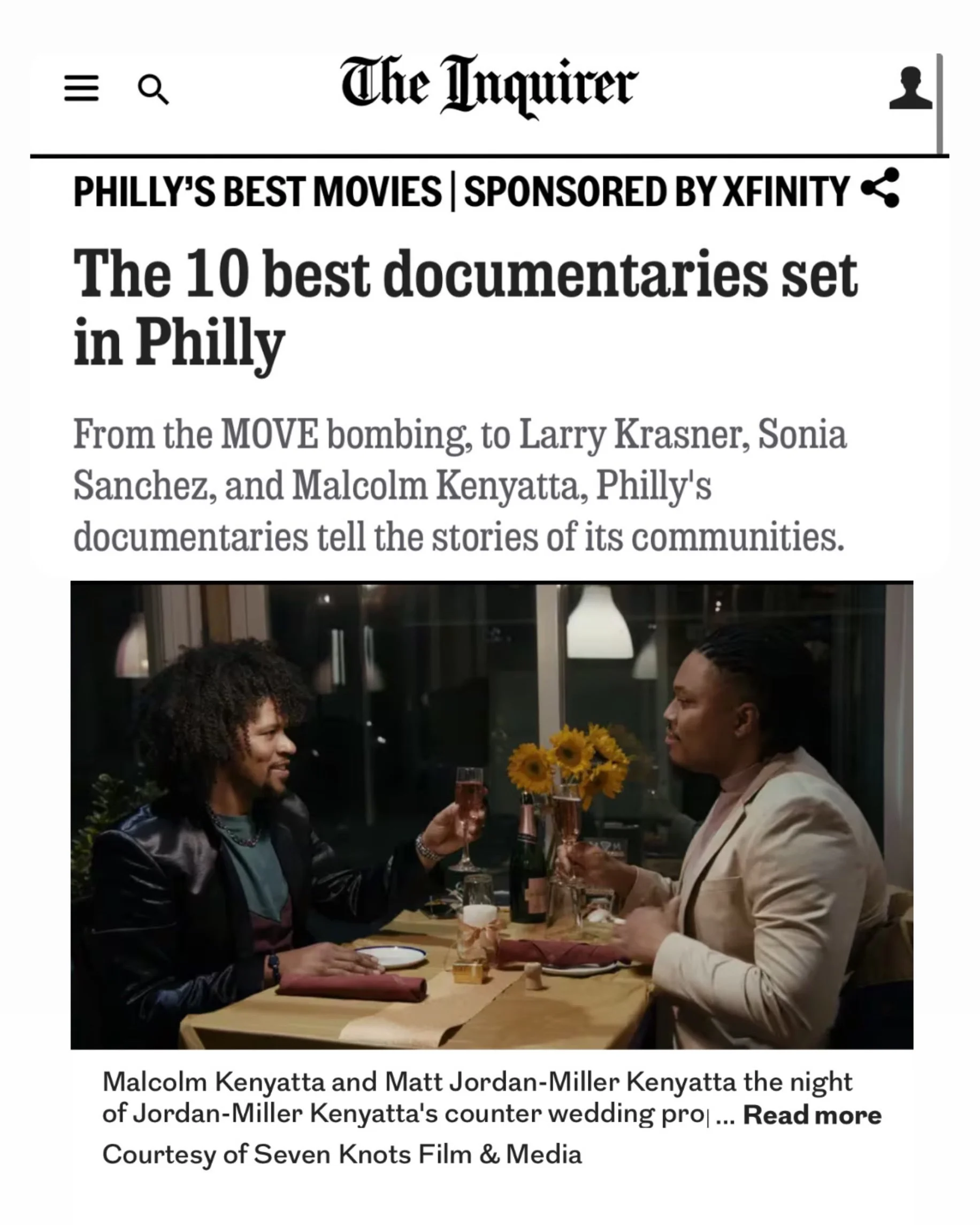 KENYATTA Film Named One of Philadelphia's 10 Best Documentaries 