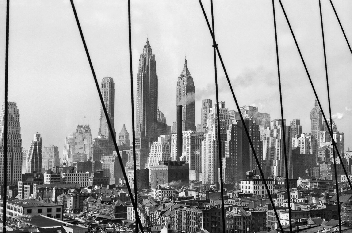 Lower Manhattan from Brooklyn Bridge, 1947