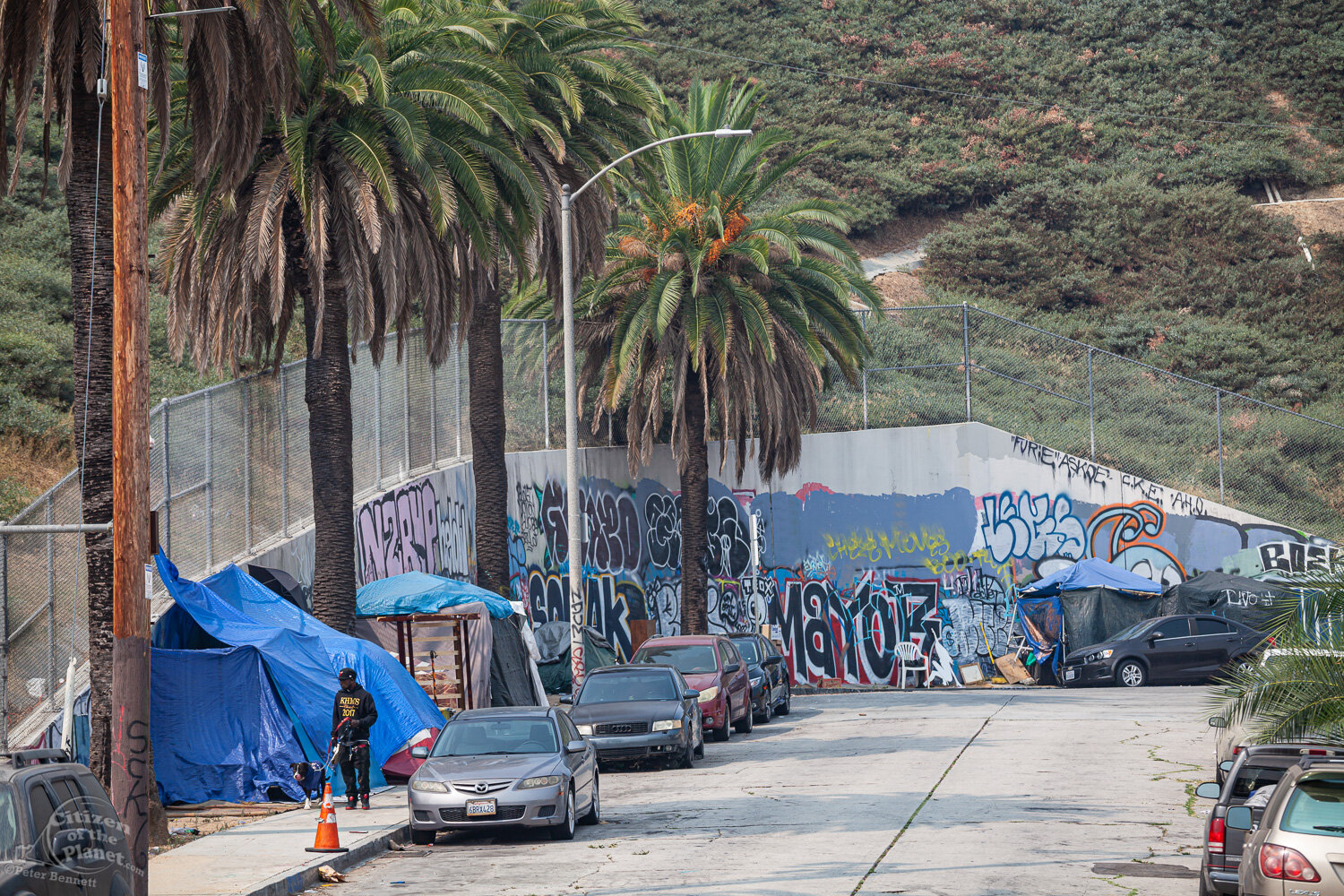  A homeless camp along Emerald Street in the Vista Hermosa neighborhood.  