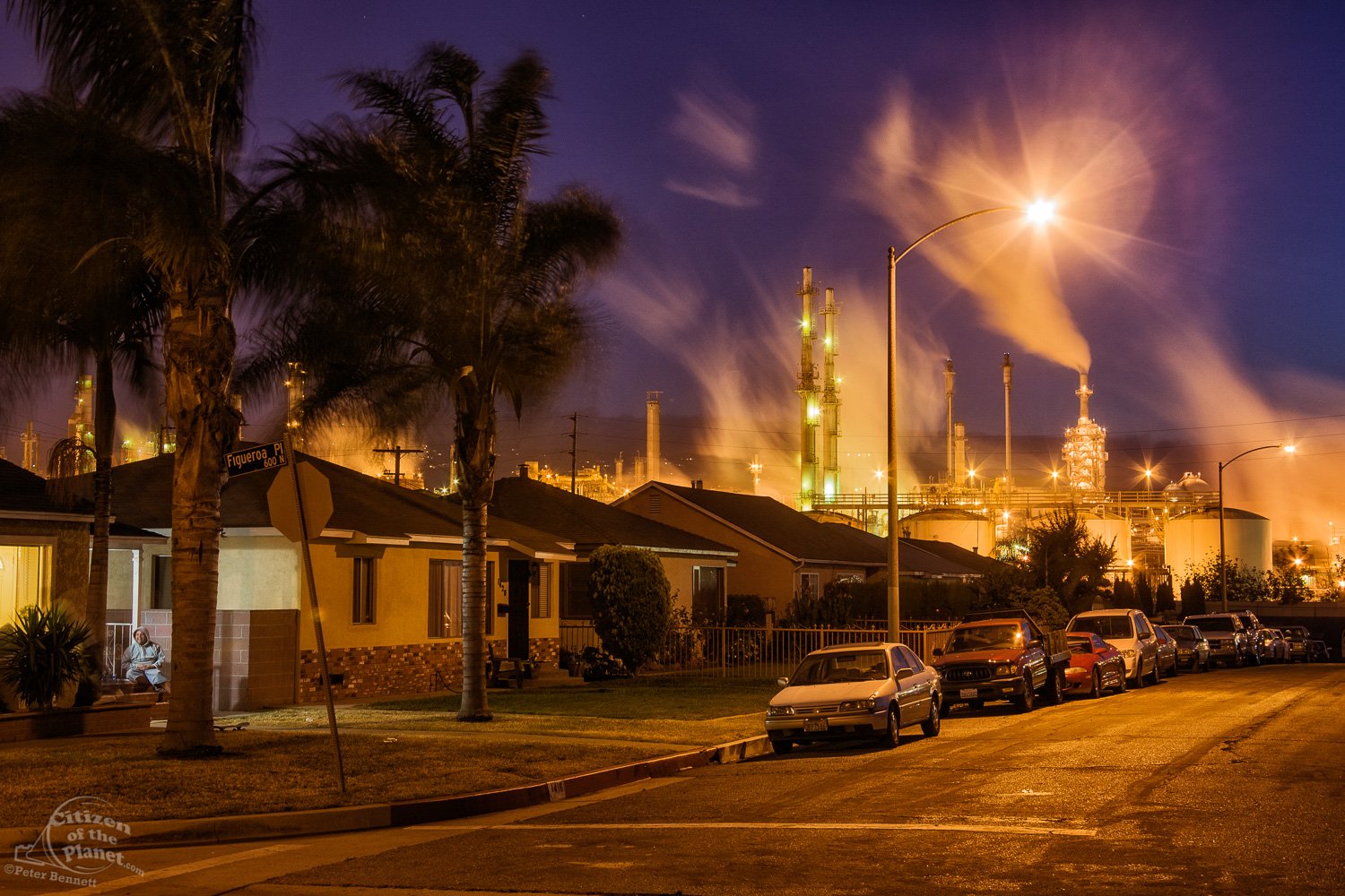  Residential houses next to oil refinery at Wilmington. 
