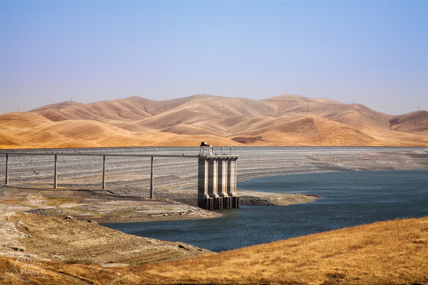  The San Luis Dam and San Luis Reservoir at very low capacity. 