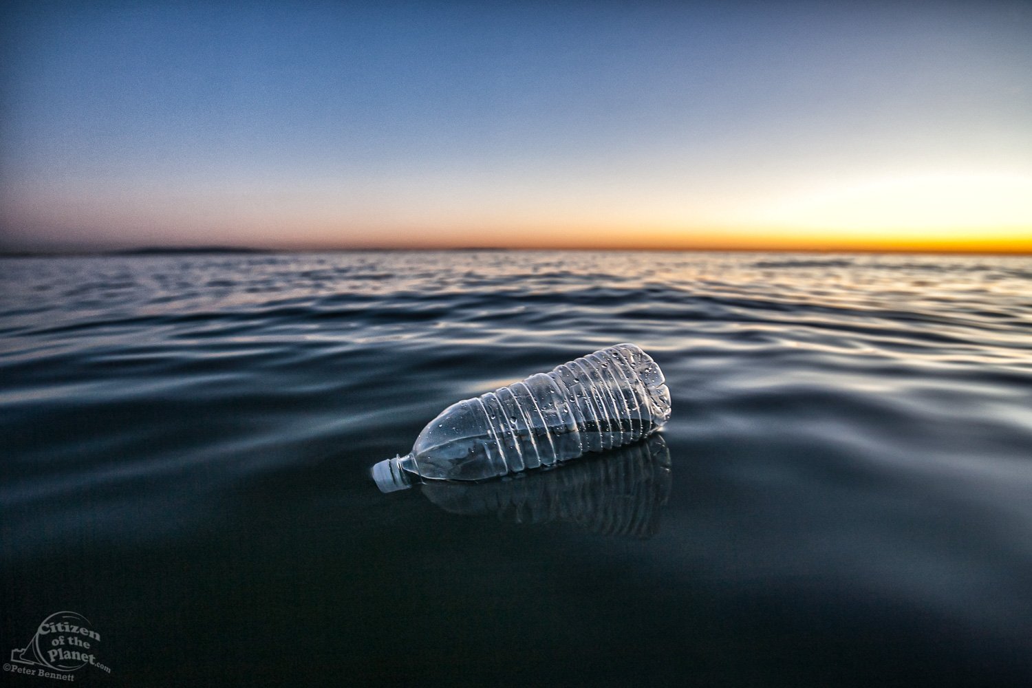  Plastic water bottle floating in Pacific Ocean 