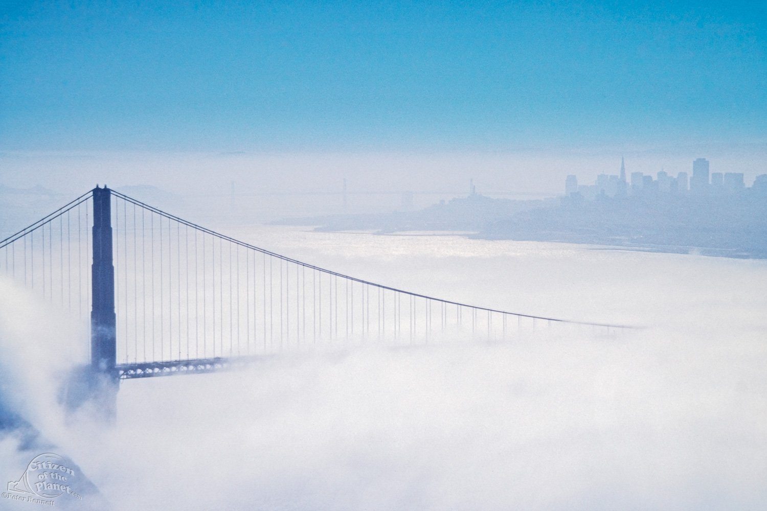 Golden Gate Bridge, San Francisco Skyline in Morning Fog