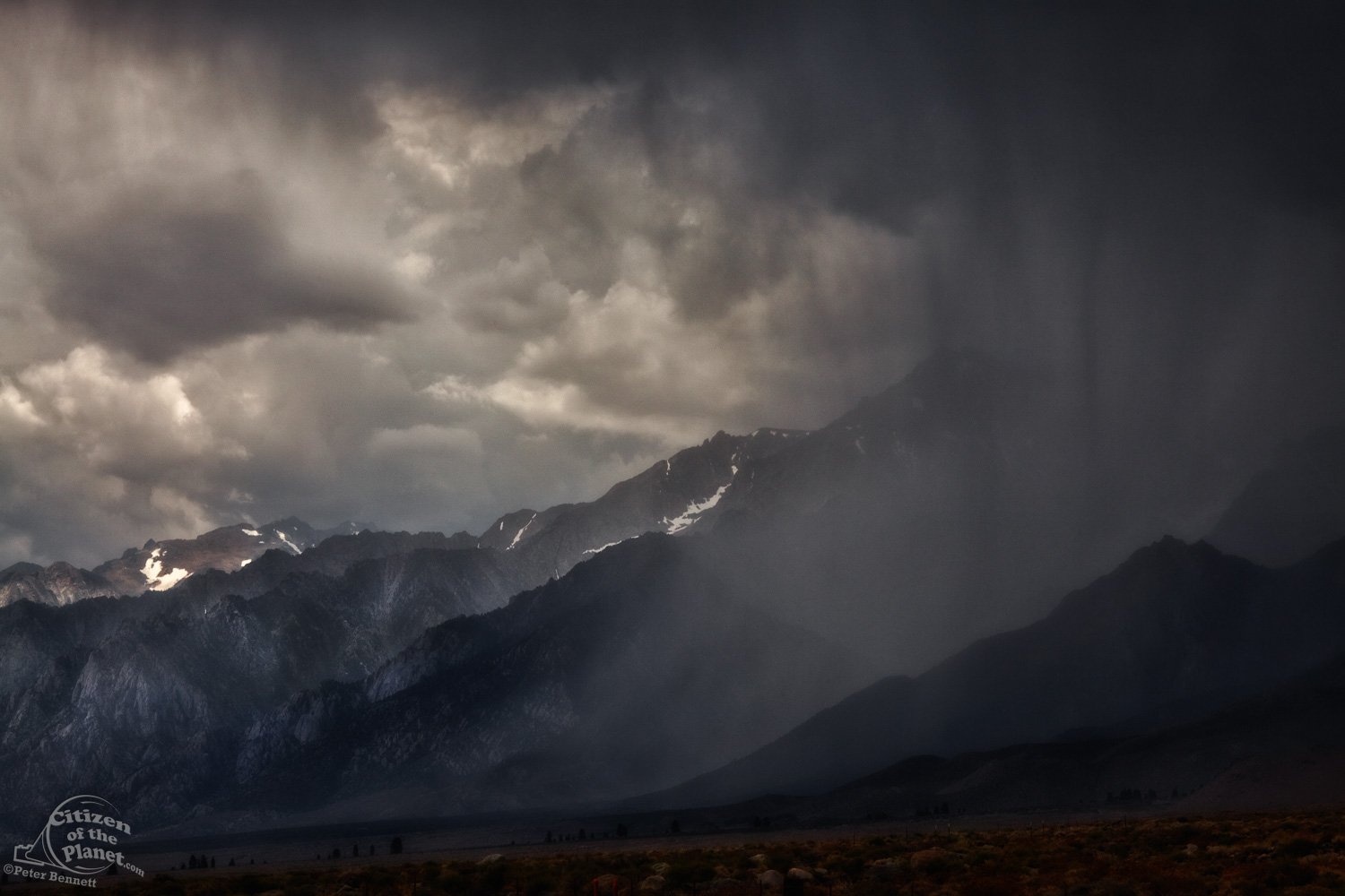 Eastern Sierra Nevada Mountains during Thunderstorm