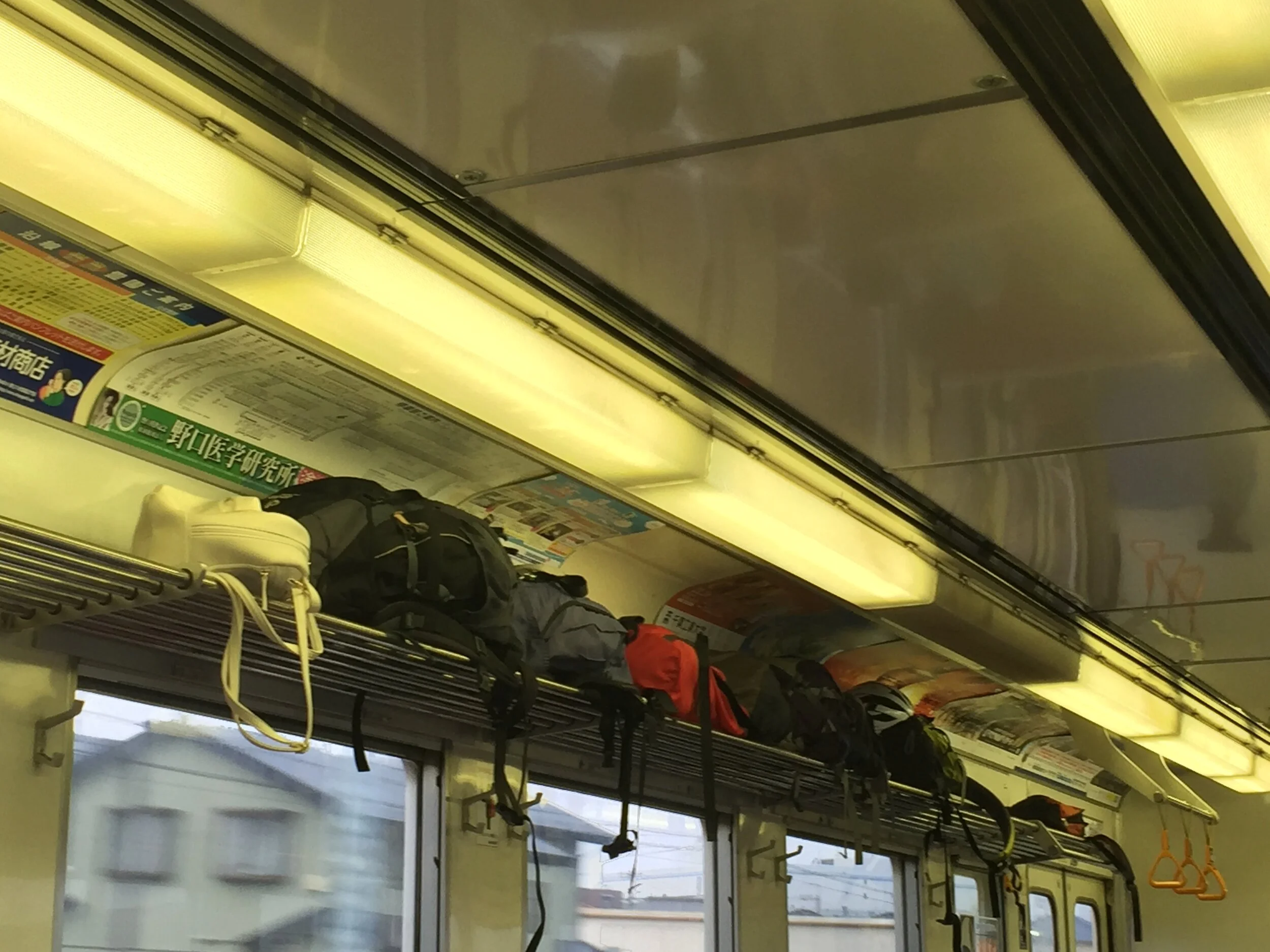  This was taken on my 6am train to Mt Keityou in Kinugawa (鬼怒川雞頂山), my first hiking experience in Japan. I was shocked by how full the train was with people also going to hiking. Hiking is a serious thing in Japan!  