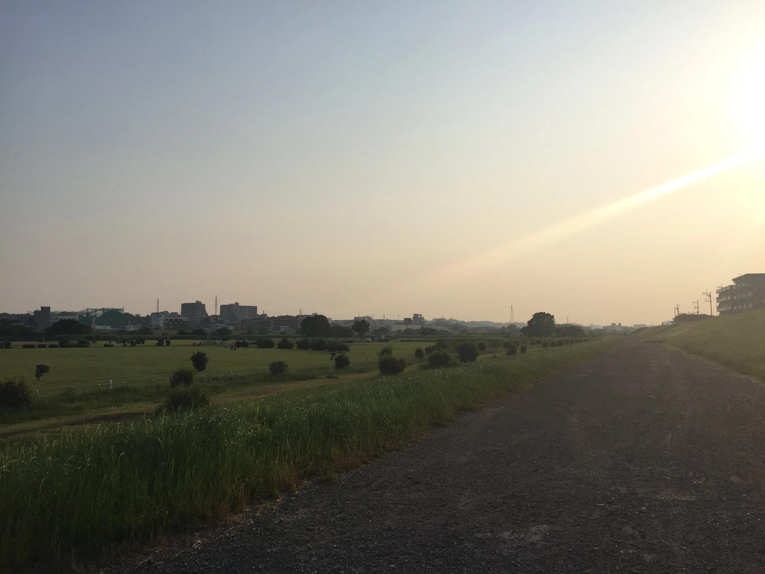  Biking through the open field. 