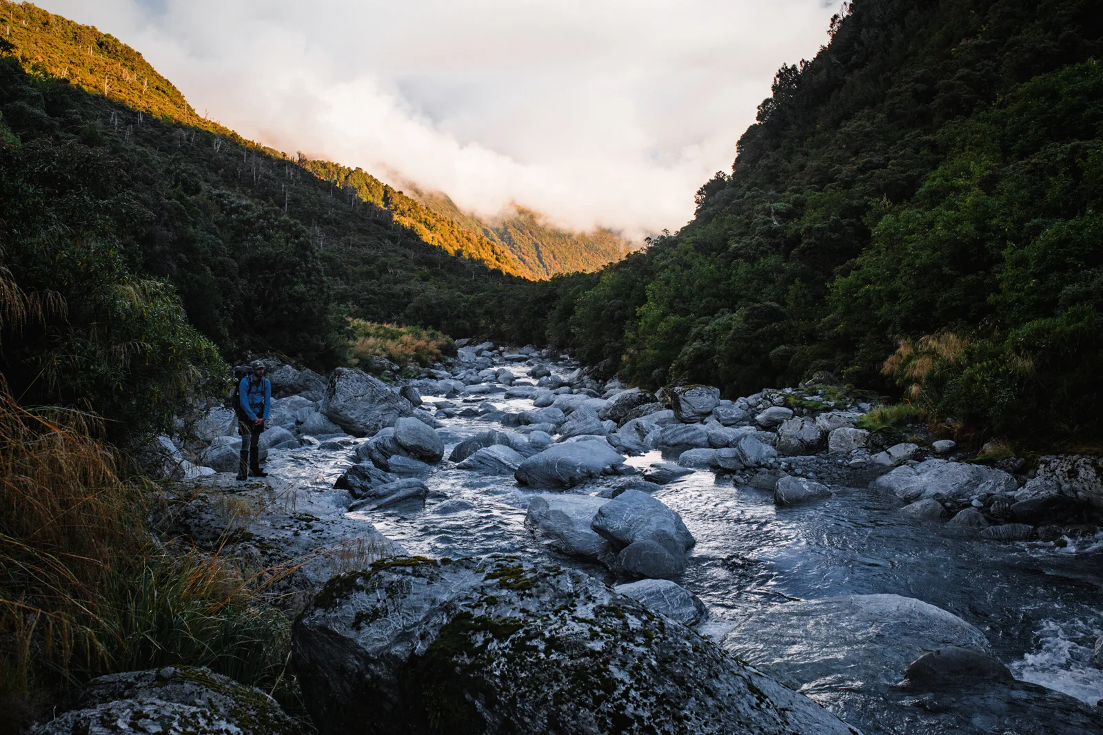 On the homeward stretch. The Toaroha, just downstream from Top Toaroha Hut.