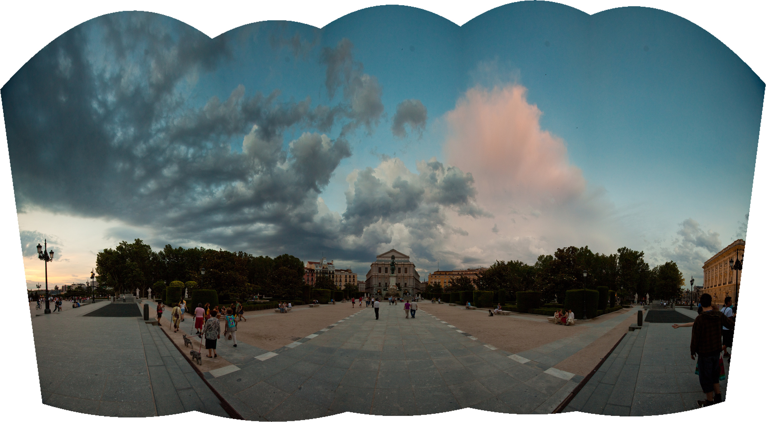 This images has been stitched but not yet cropped. You'll loose much more space on the top and bottom so plan for that in your shots.