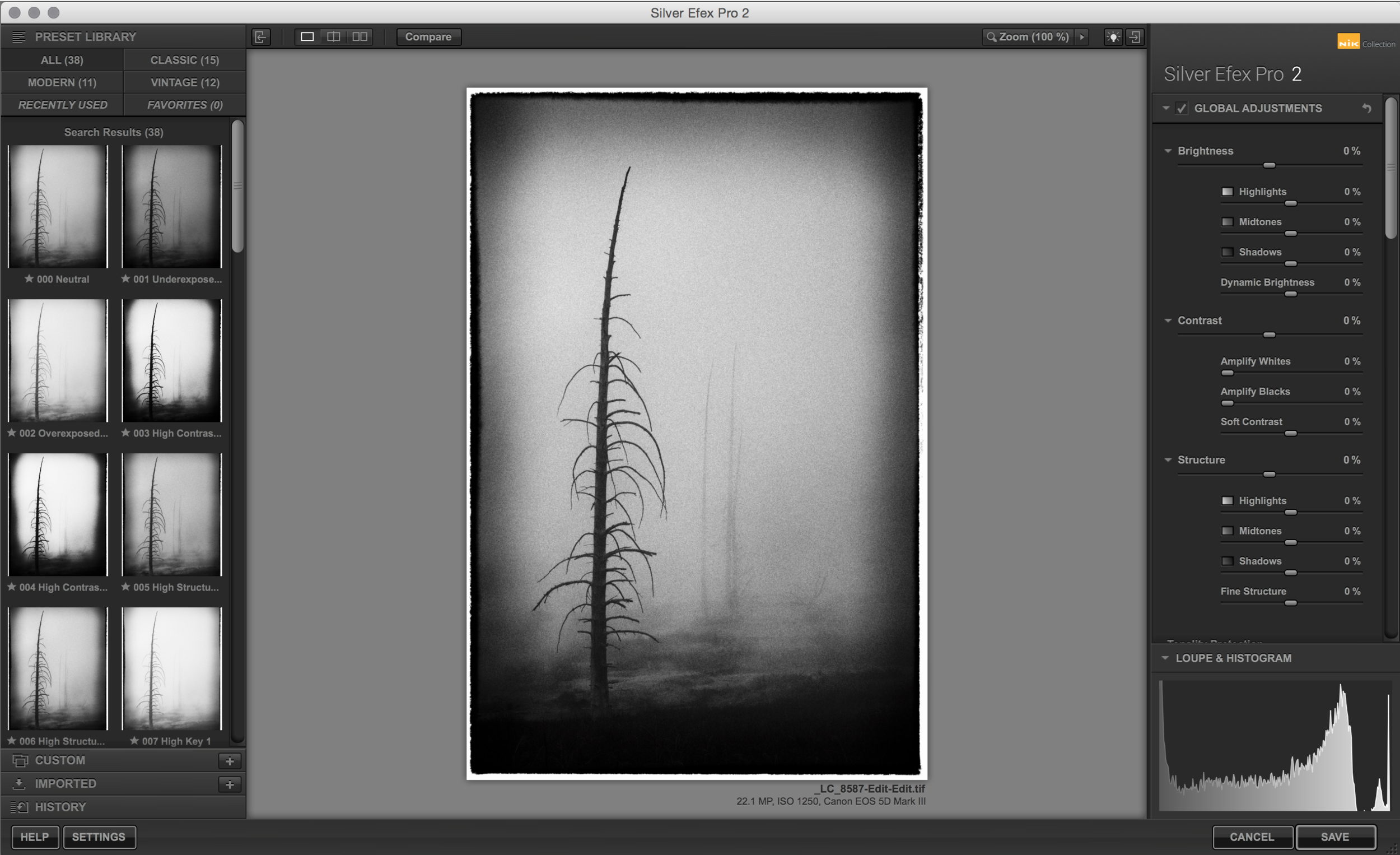 Silver Efex Pro user interface offers many useful and easy to use options for those wanting to create truly stunning black and white work.