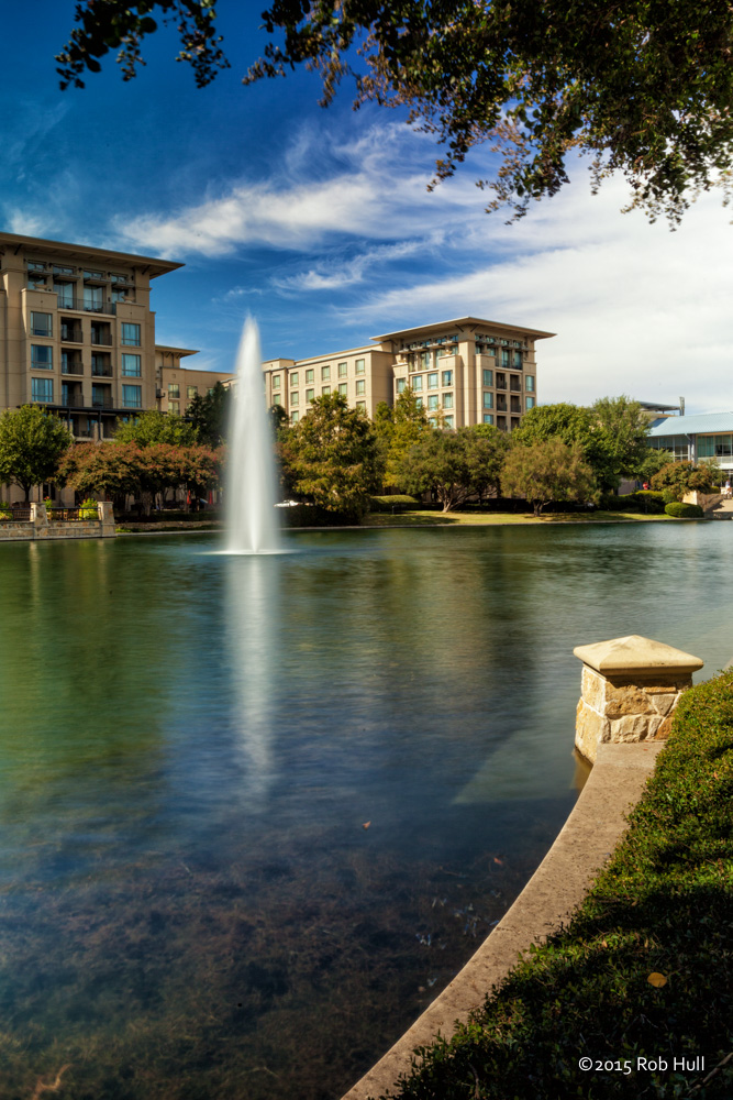 To smooth out the water in the fountain, I used an 8-stop variable neutral density filter. The resulting exposure was 3.2 seconds at f/22.