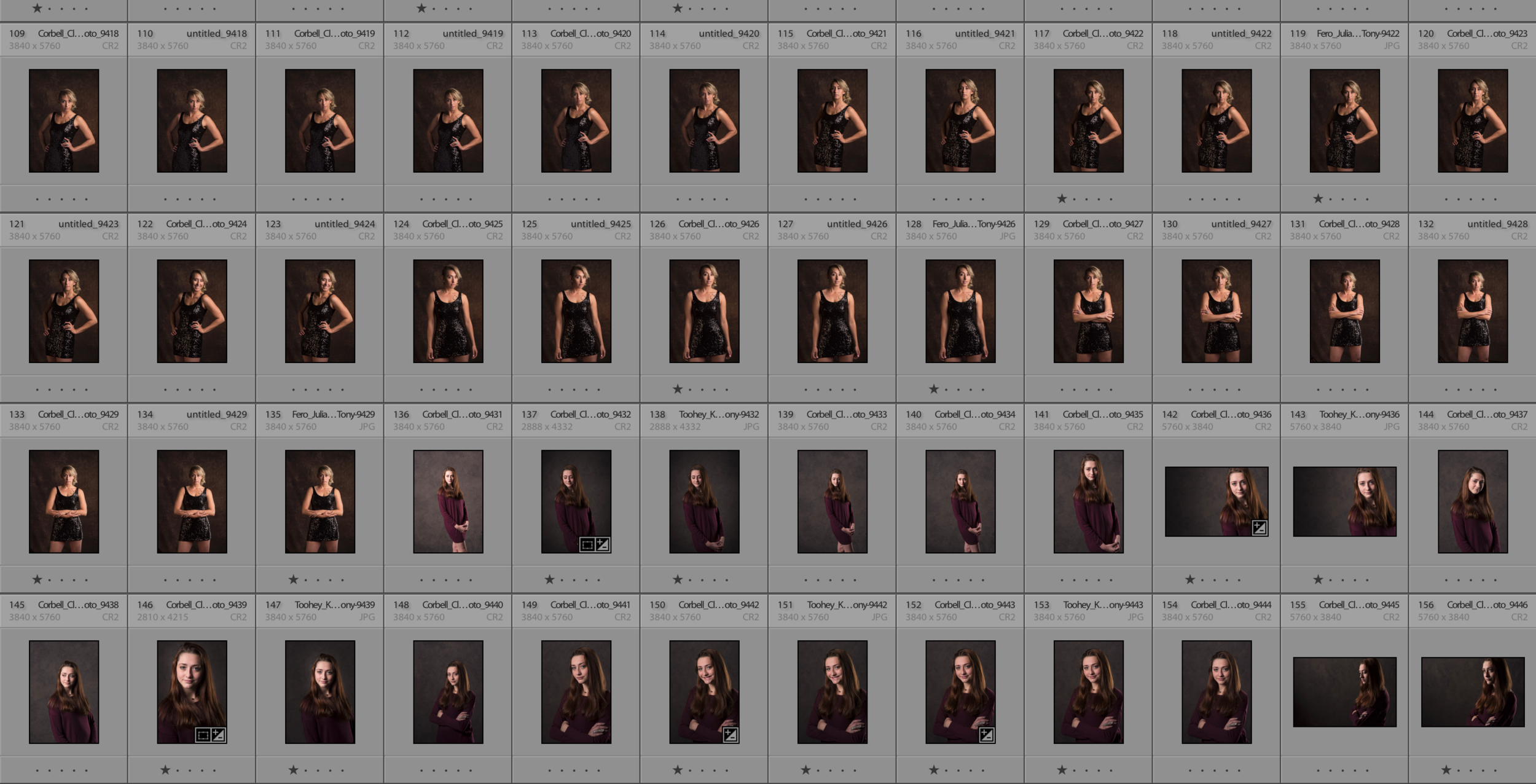 RAW files in Lightroom to illustrate the consistency of color and exposure.