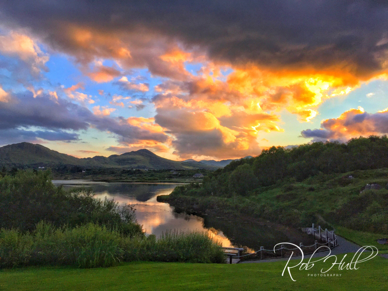 Sunset from our rooms in Sneem, Ireland. This was a great hotel and the rooms and the restaurant overlooked the lake. We didn't have to go far for a spectacular view.