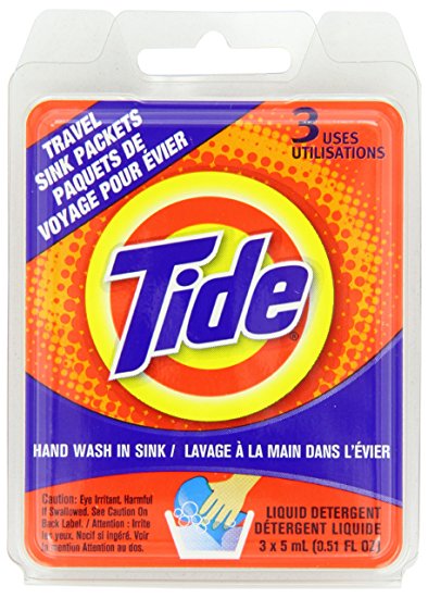 You can get laundry detergent in single use pouches. Great for extended trips.