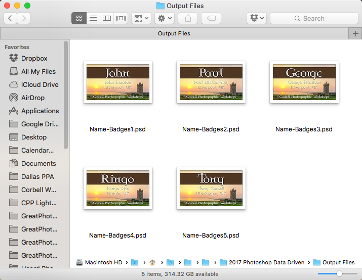 Once exported, all your files will be placed in the folder you indicated as individual .psd files. 