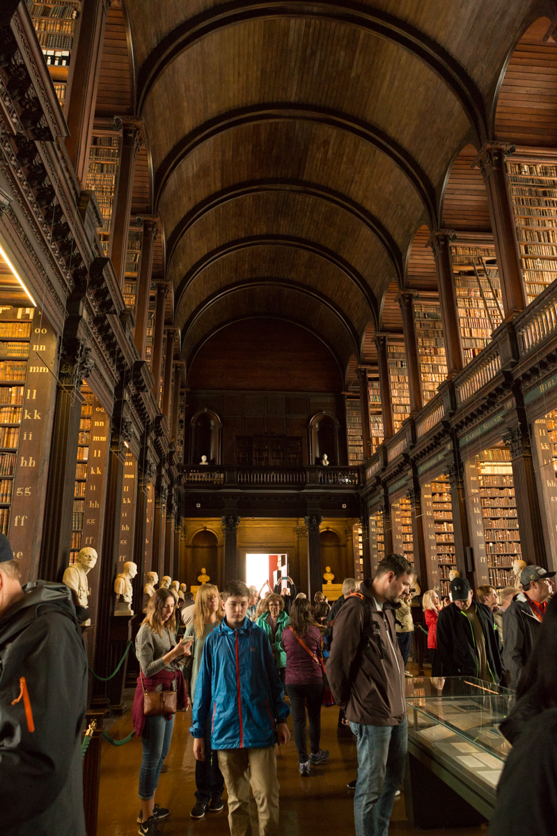 Am amazing place and the inspiration for many scenes in Harry Potter series. Inside Trinity College in Dublin for a visit to the Book of Kells. Just too many people in the Long Hall.