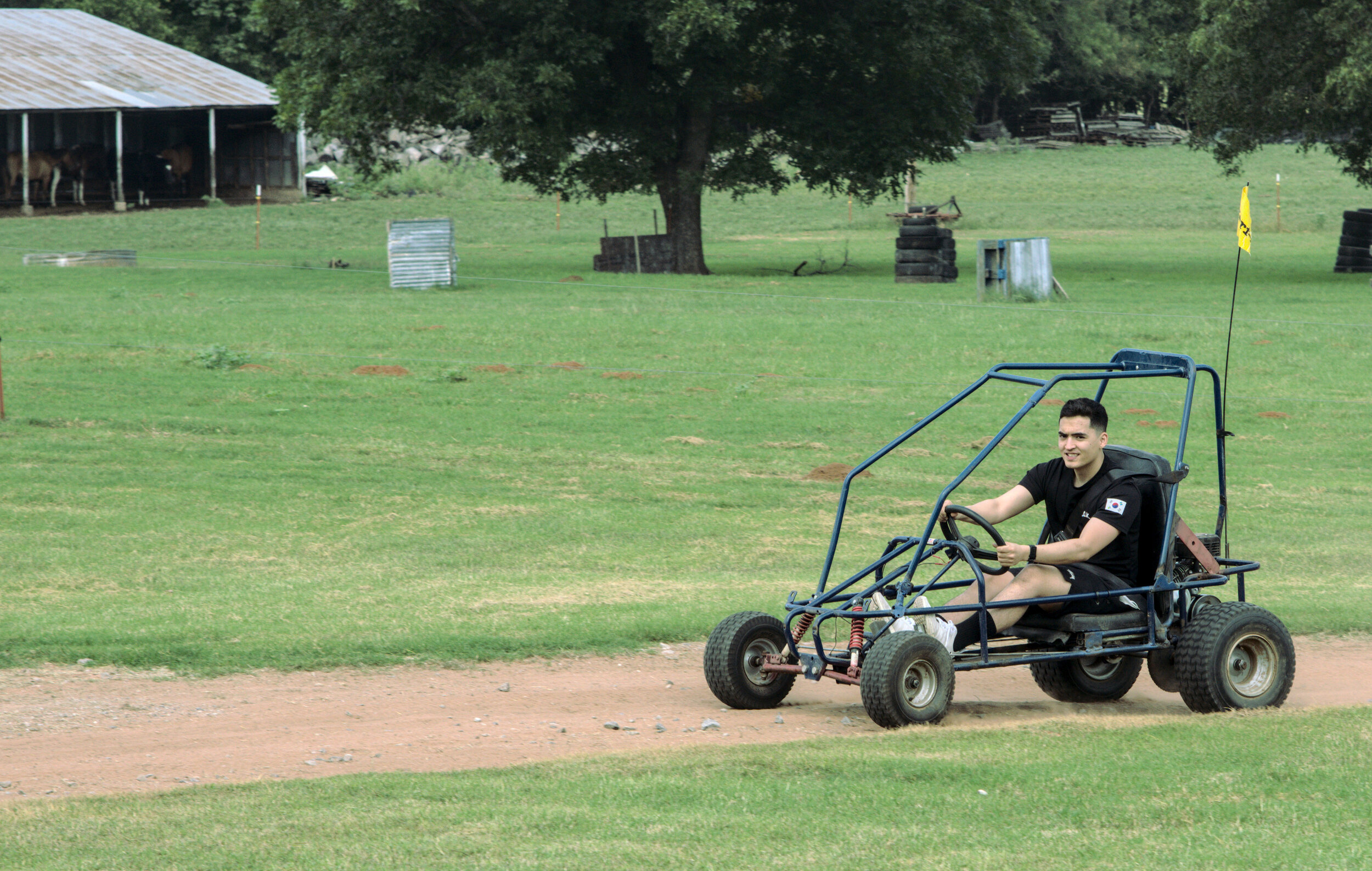 Soldier driving the Go-cart