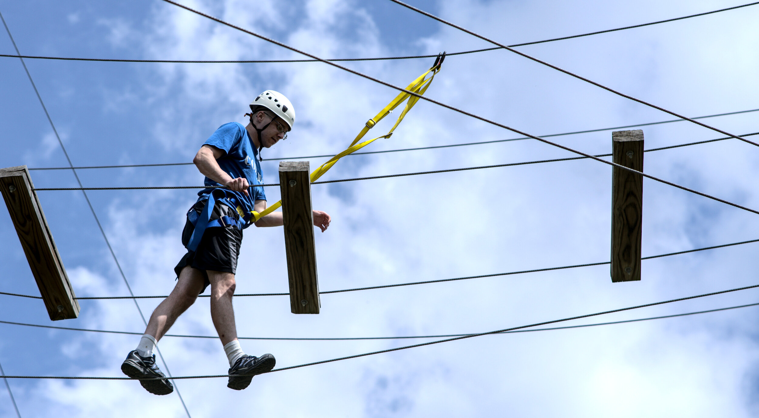 Soldier walking on the Ropes Course