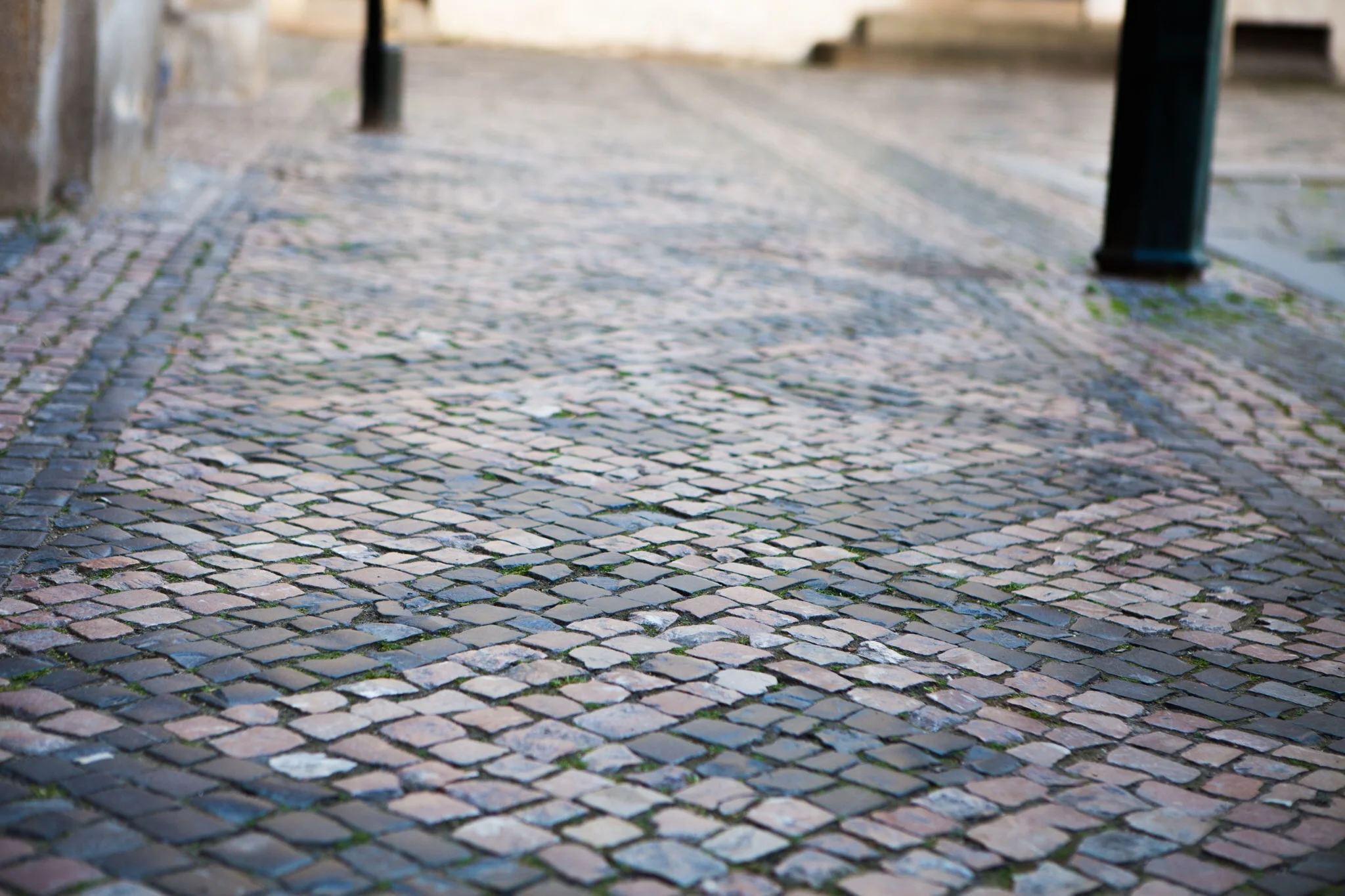  Closer look at the tiles on the sidewalk in Prague's Old Town 