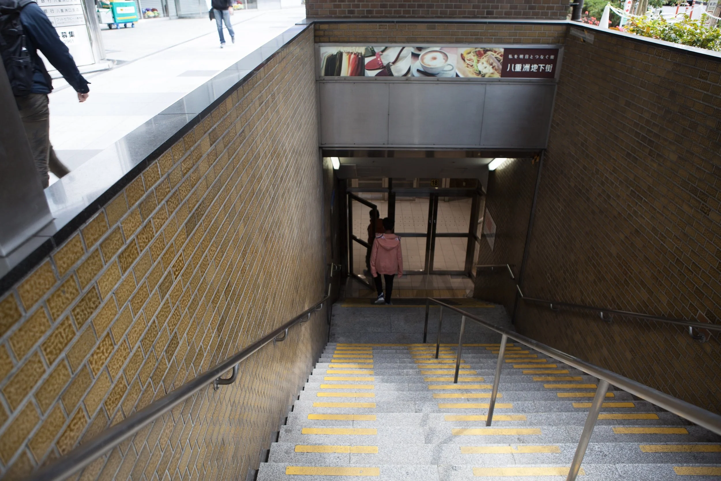 Stairs leading towards the subway