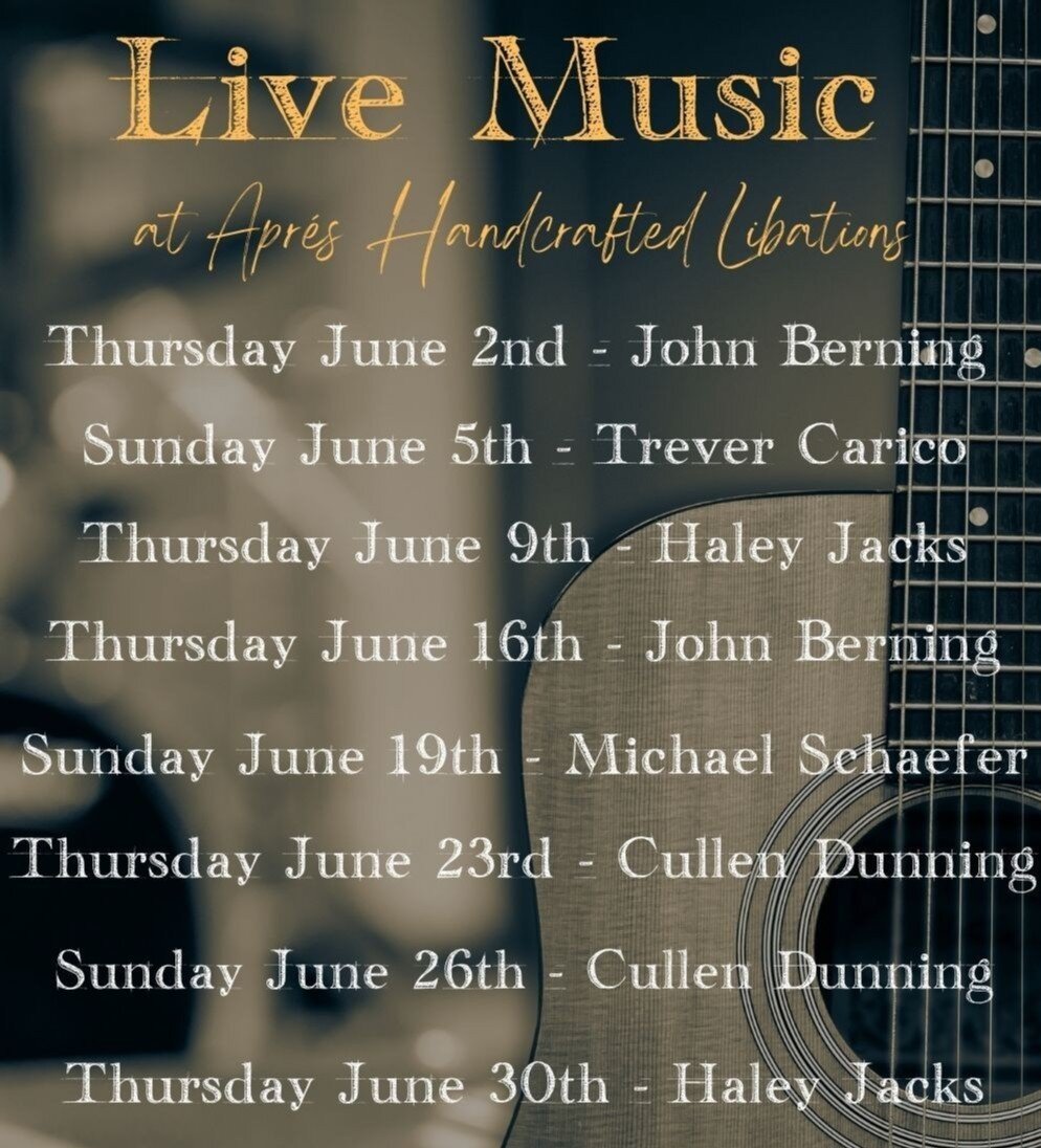 Ready for Summer? Check out our local acoustic musicians while sipping a refreshing cocktail at Apr&eacute;s Handcrafted Libations. 
#craftcocktails #livemusic #craftwhiskey #craft beer #localbusiness