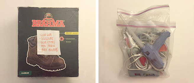 -boxes with labels and zip locks.