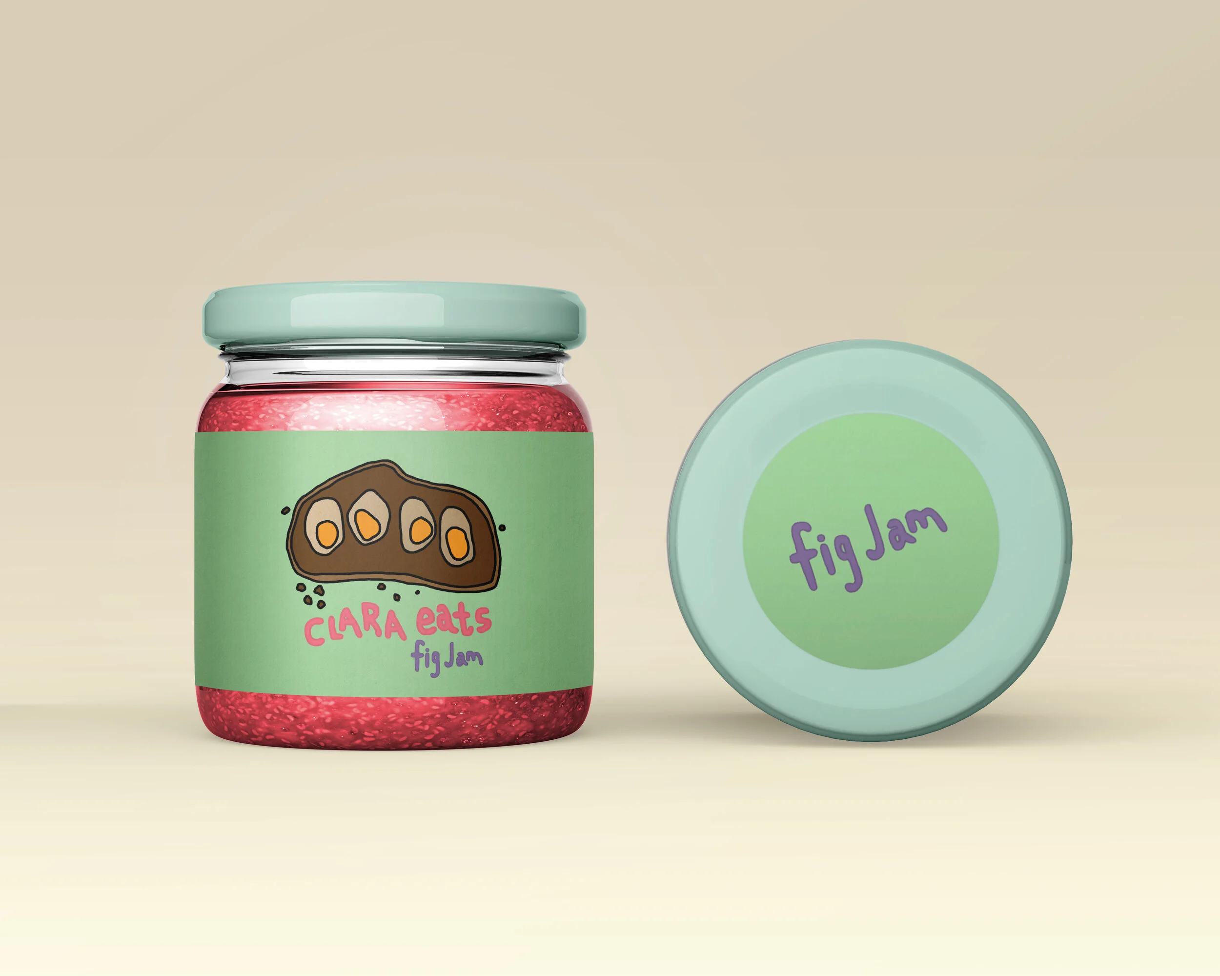  Playful packaging design and illustration for ClaraEats jams and jellies.   