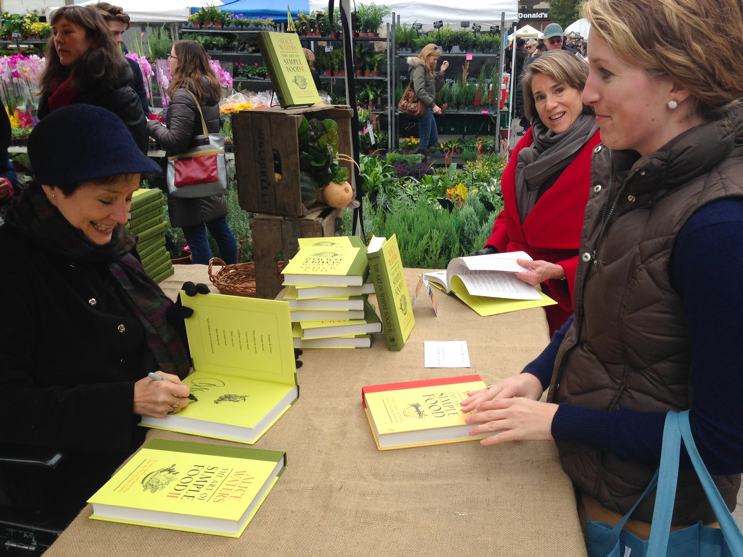 Meeting Alice Waters at her book signing for The Art of Simple Food II at the Union Square Greenmarket. Those rosy cheeks are real! I waited outdoors on a chilly November morning.