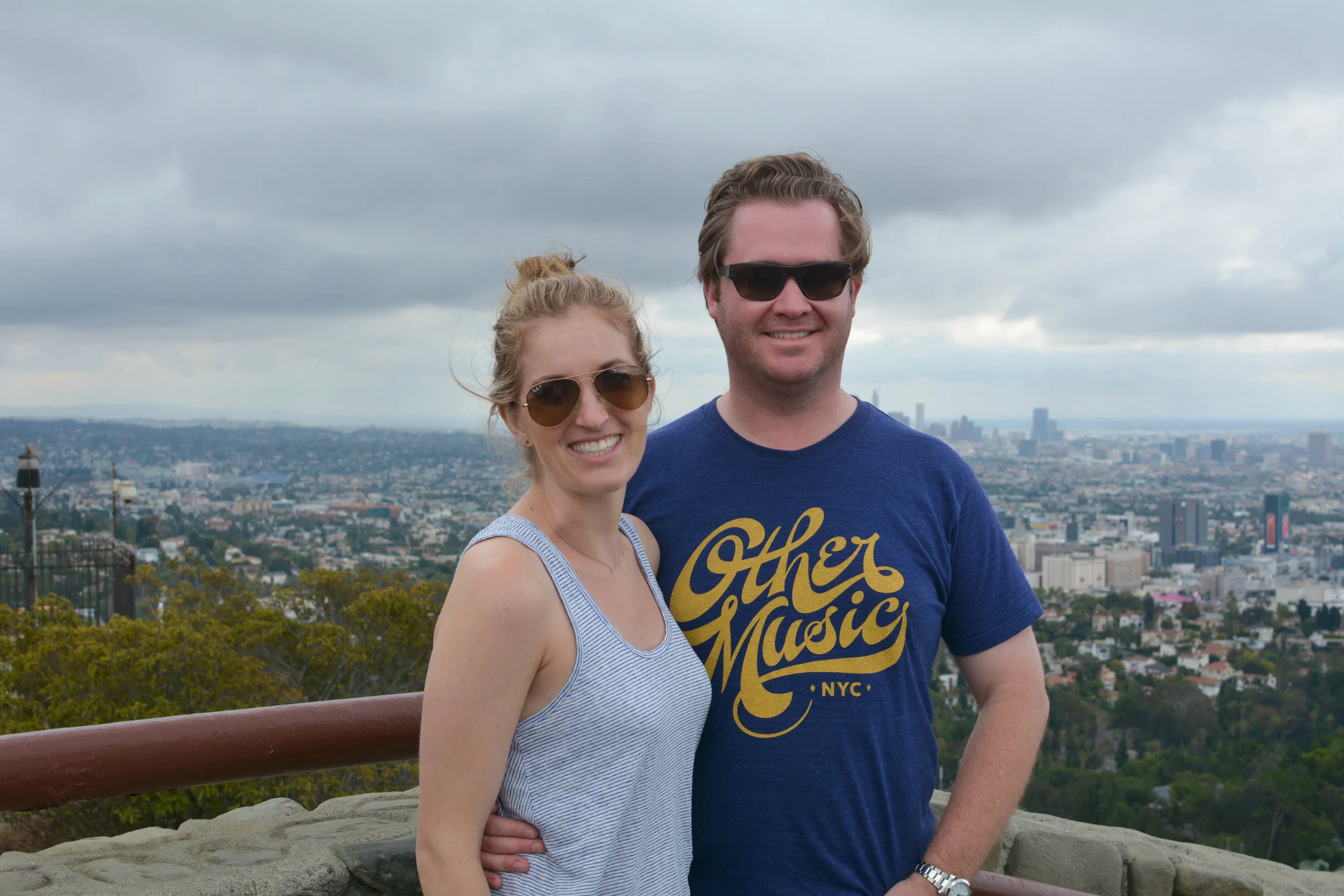 Stopping at a scenic overlook along Mulholland, and a rare blog appearance by my handsome husband. 