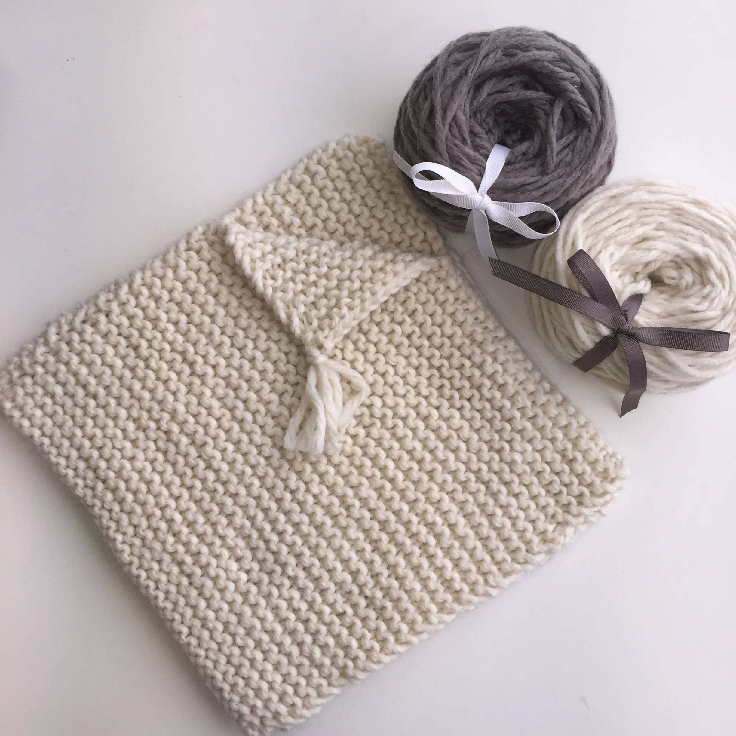 Cream Merino chunky knit baby poncho