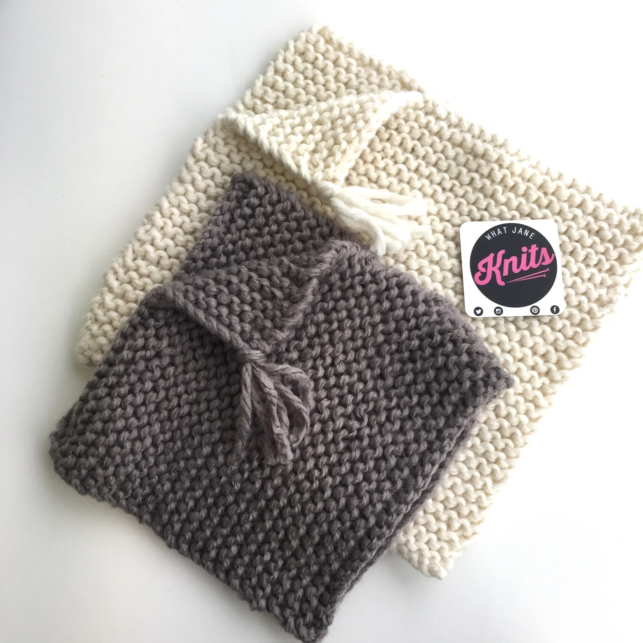 Grey and Cream handknit baby poncho