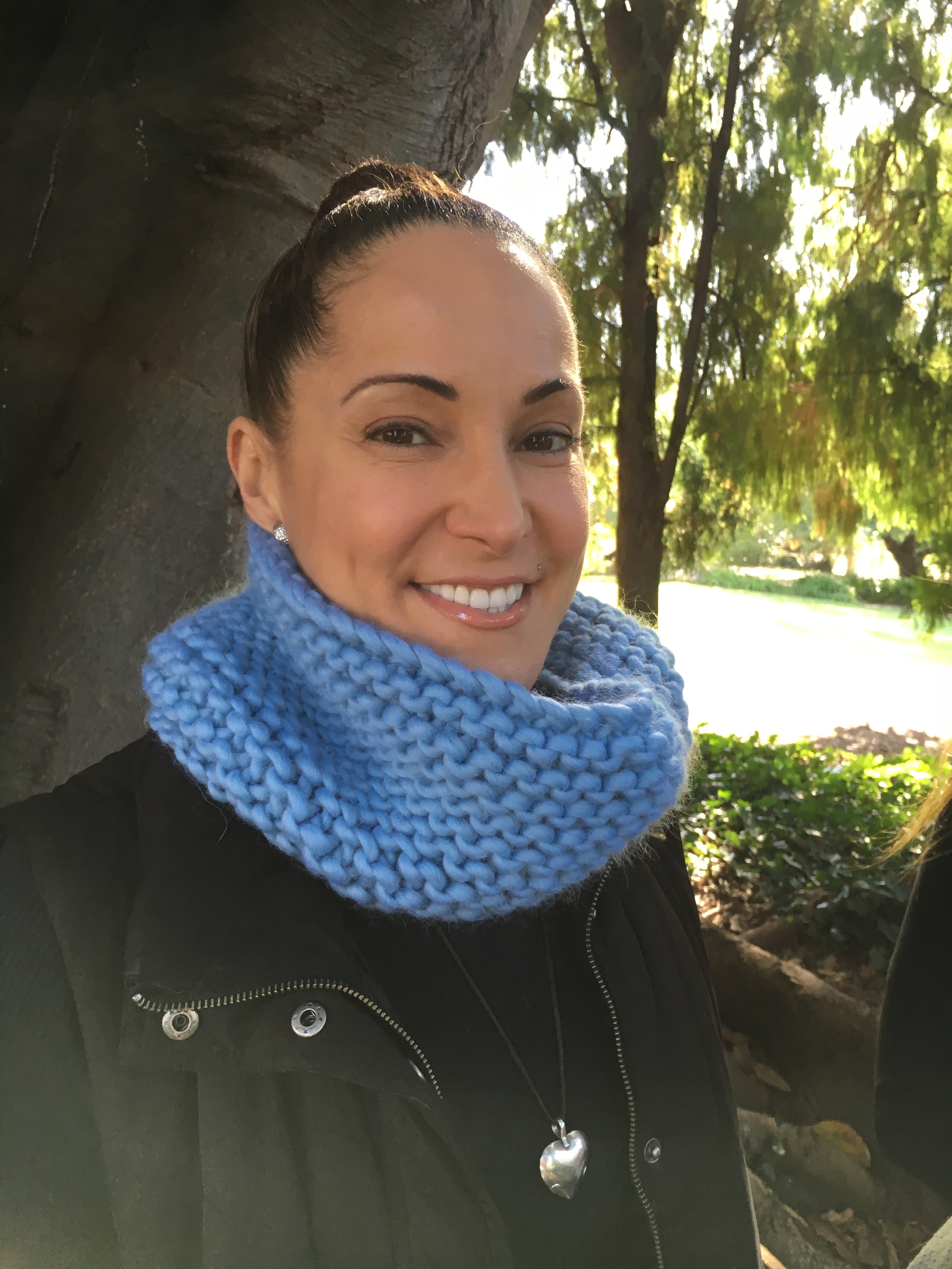 Baby blue handknit cowl