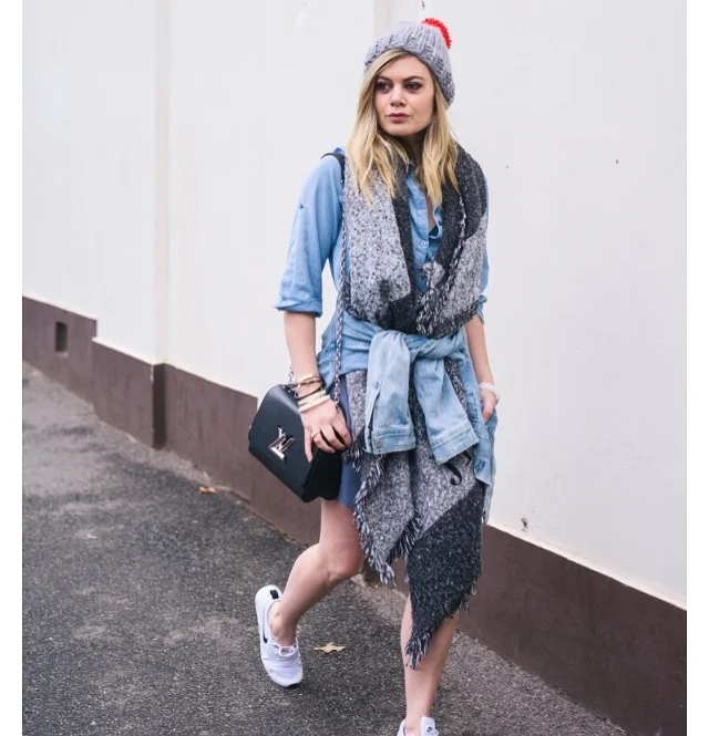 What would Karl Do custom beanie grey and orange pom pom