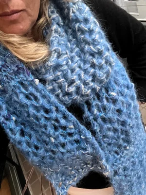 Super sized Blue & silver mohair scarf | What Jane Knits