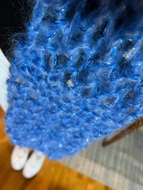 Super sized Blue & silver mohair scarf | What Jane Knits