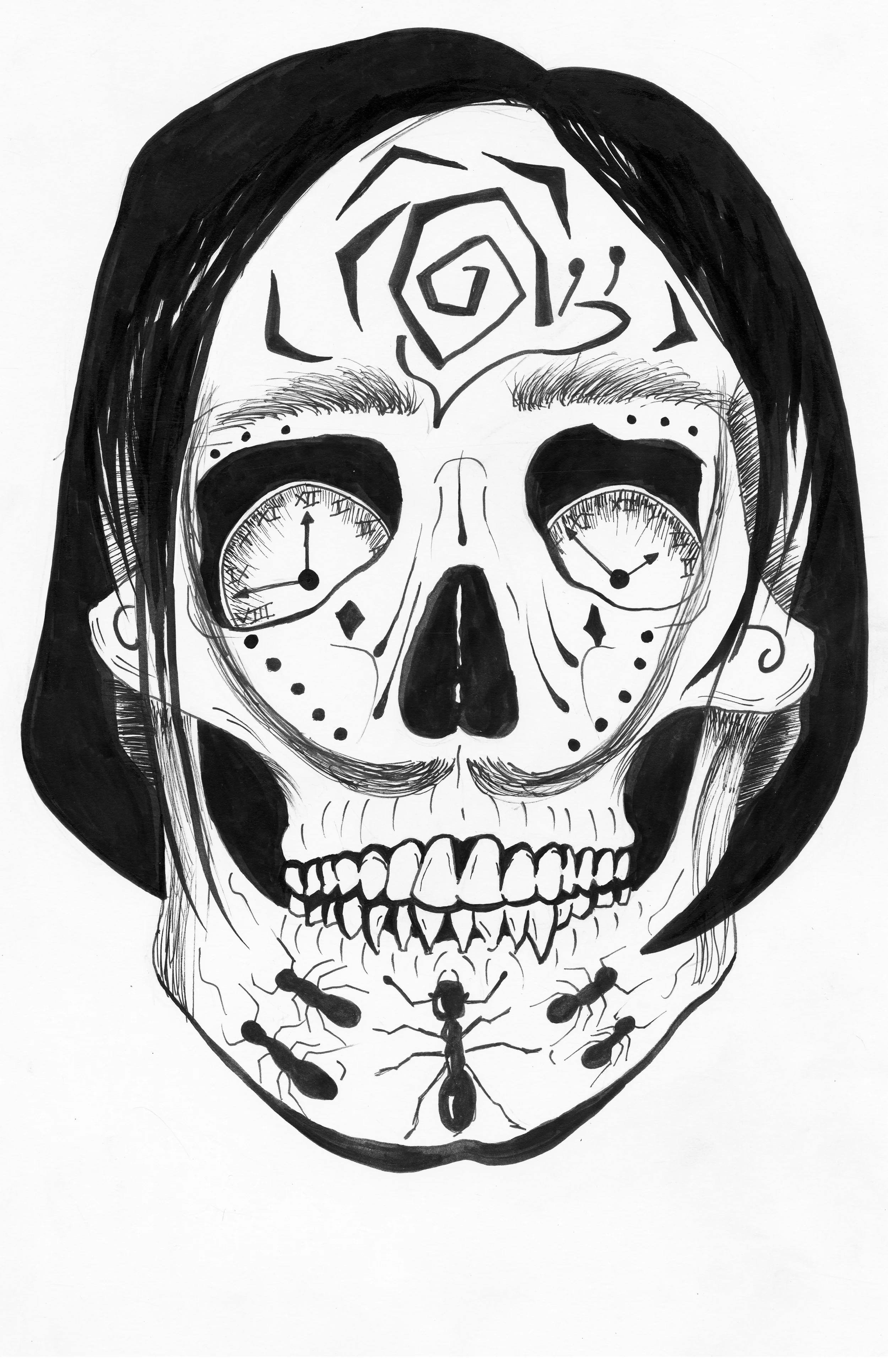 This Salvador Dali Sugar Skull Design is available for purchase on a white v-neck for $15.