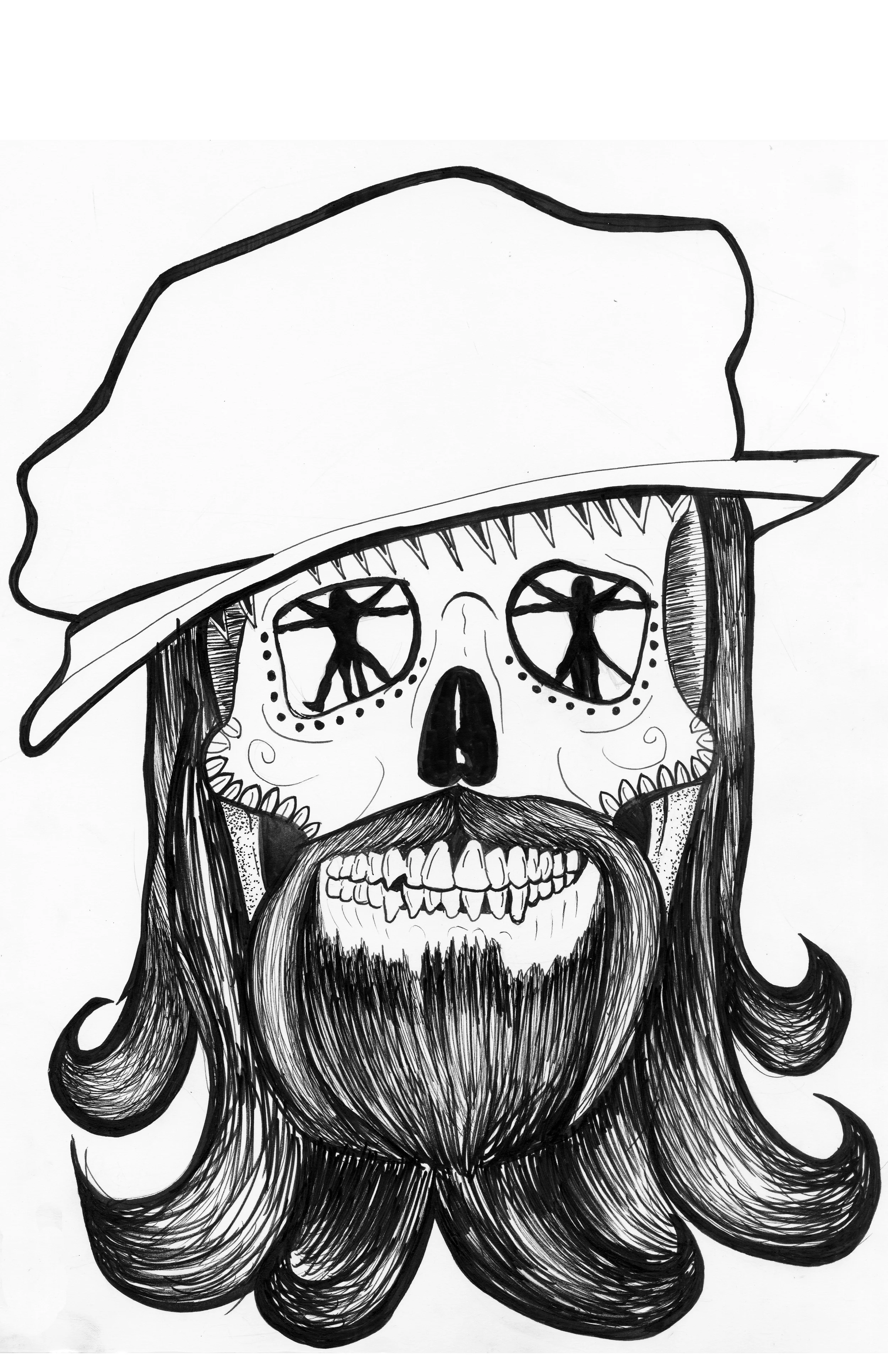 This Da Vinci Sugar Skull Design is available for purchase as a White V-neck tee for $15