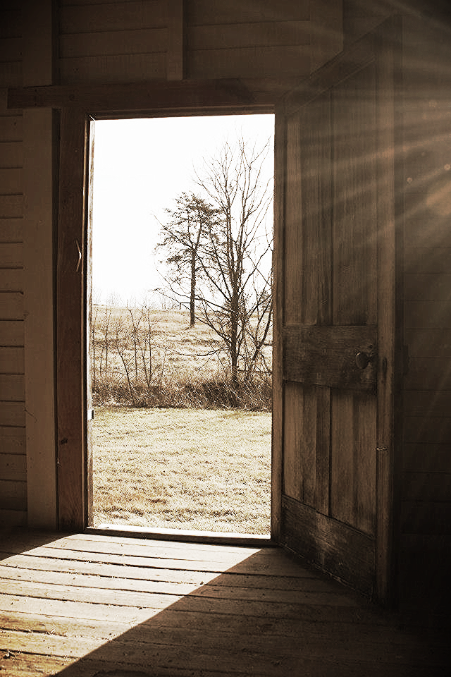 View out the front door of the Charles Sweeny Cabin, Appomattox Courthouse, Va. Photo courtesy of David Wooldridge.