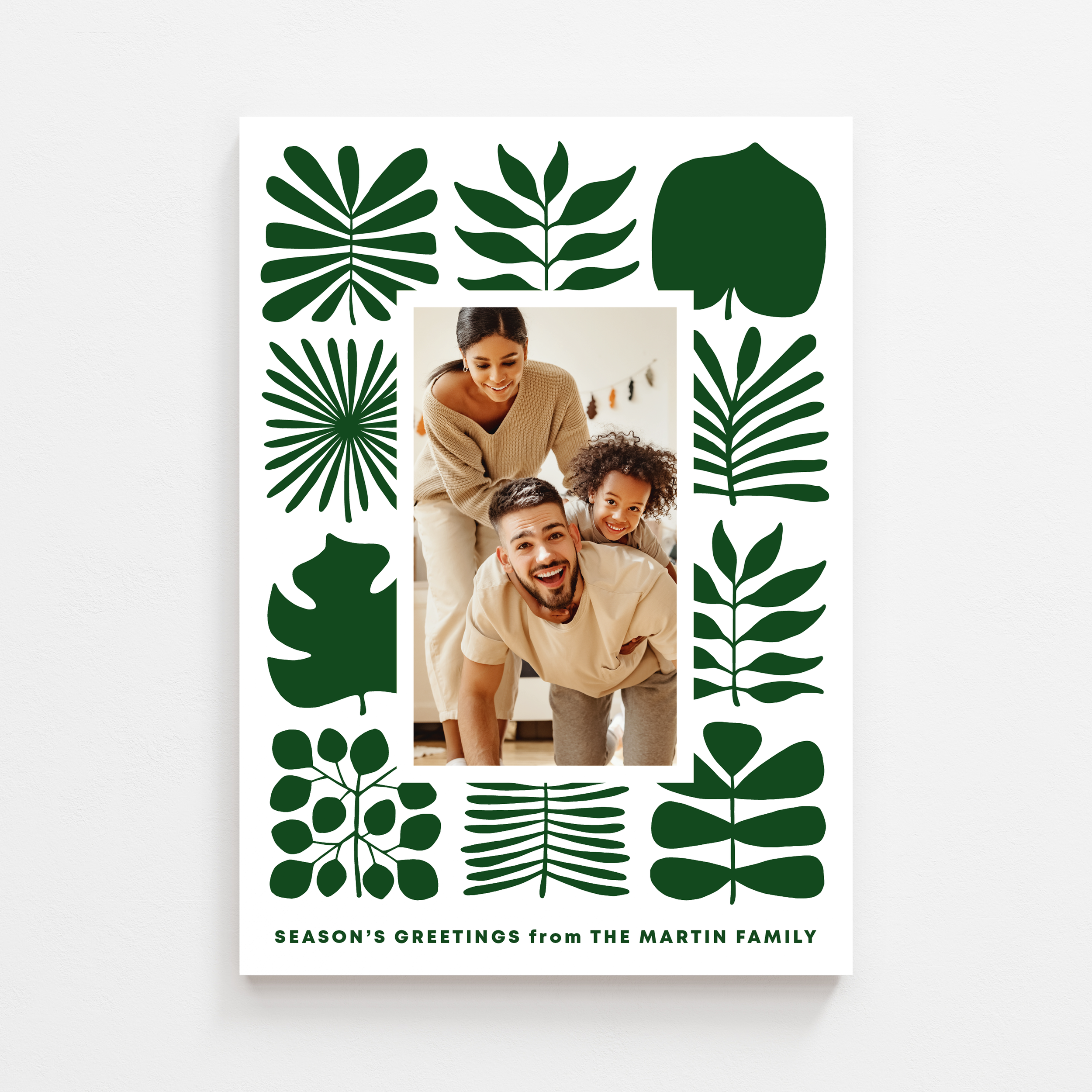 Leafy Green Frame Photo Holiday Card