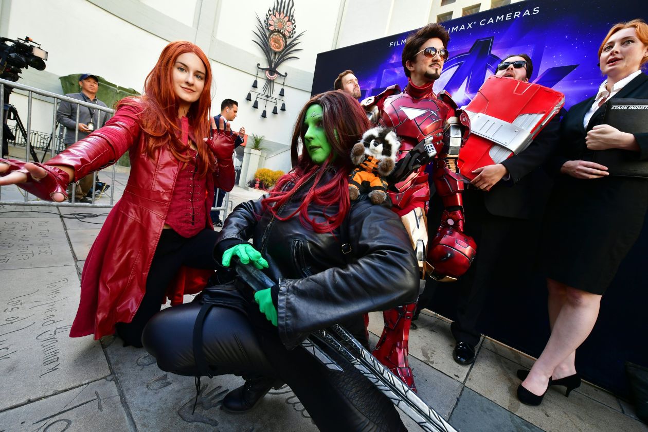 Fans arrive for a costume contest before the first screening of ‘Avengers: Endgame’ at the TCL Chinese Theatre in Hollywood. Photo by Frederic J. Brown, Agence France-Press/Getty Images